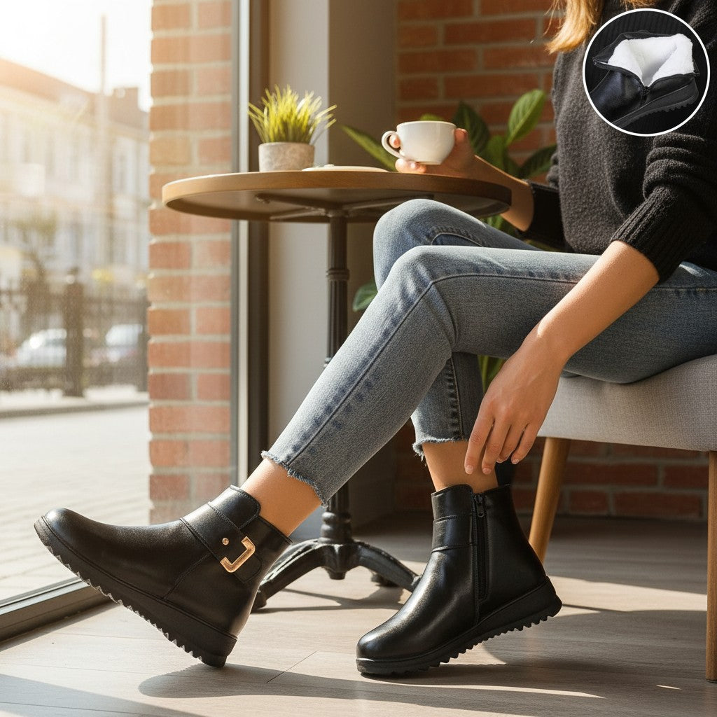 Winter Fleece Boots With Side Zipper Design Fashion Simple Non-slip Ankle Boots