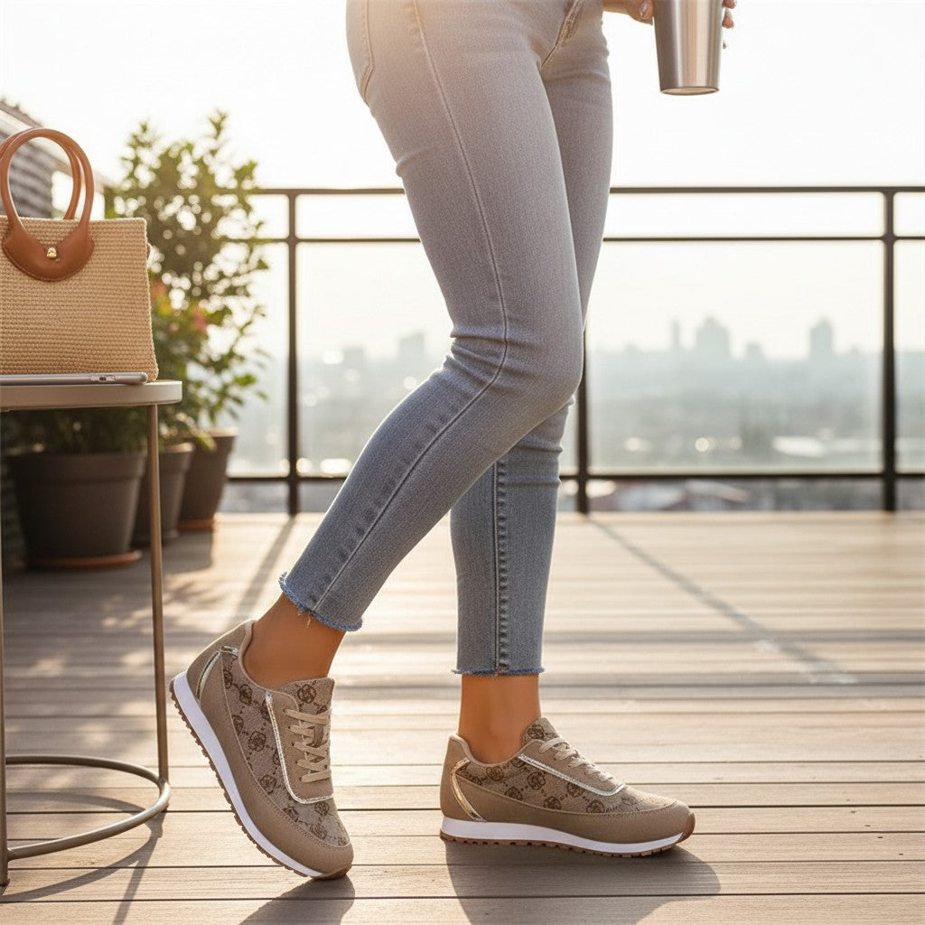 Flower Print Lace-up Sneakers