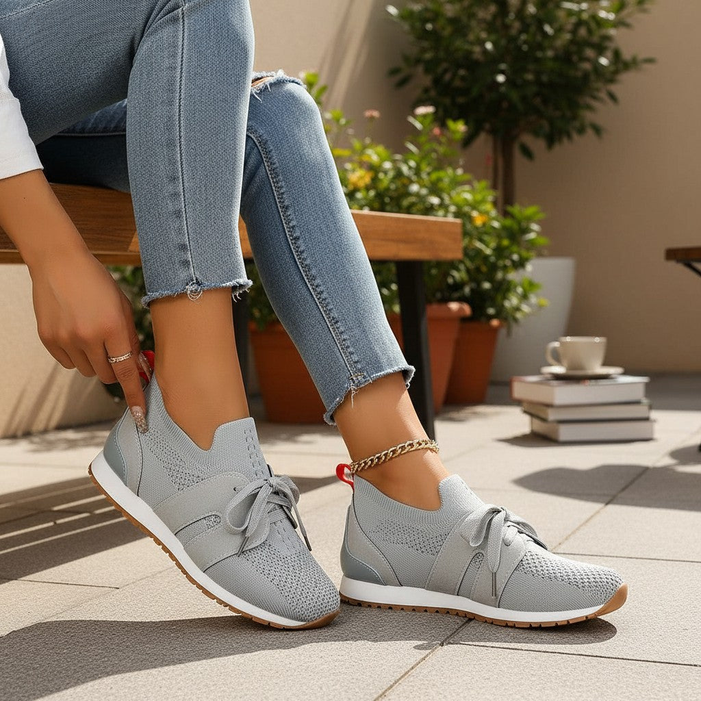 New Lace Up Mesh Flats Shoes